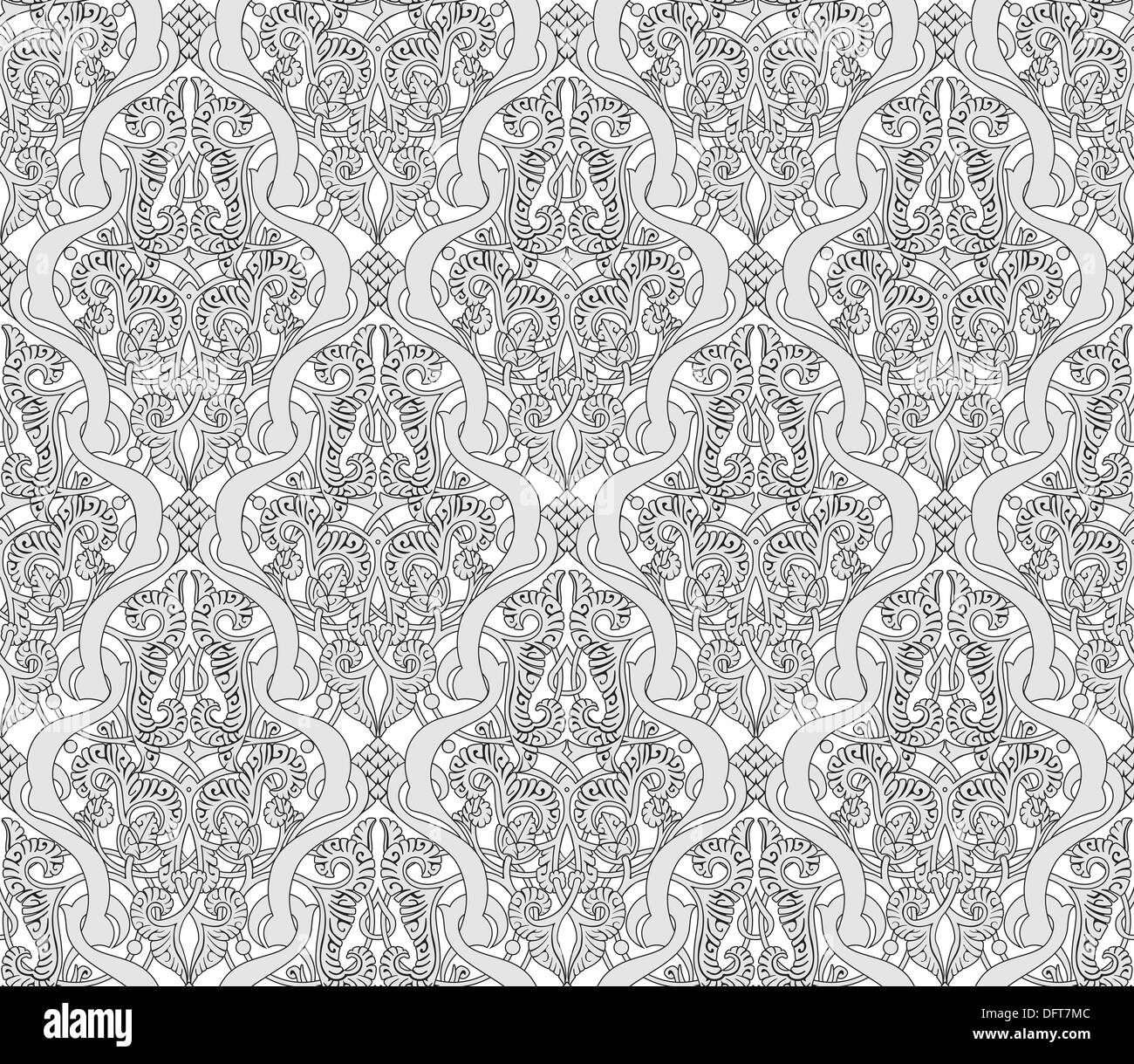 Illustration of an intricate seamlessly tilable repeating Art Nouveau motif vintage pattern Stock Photo