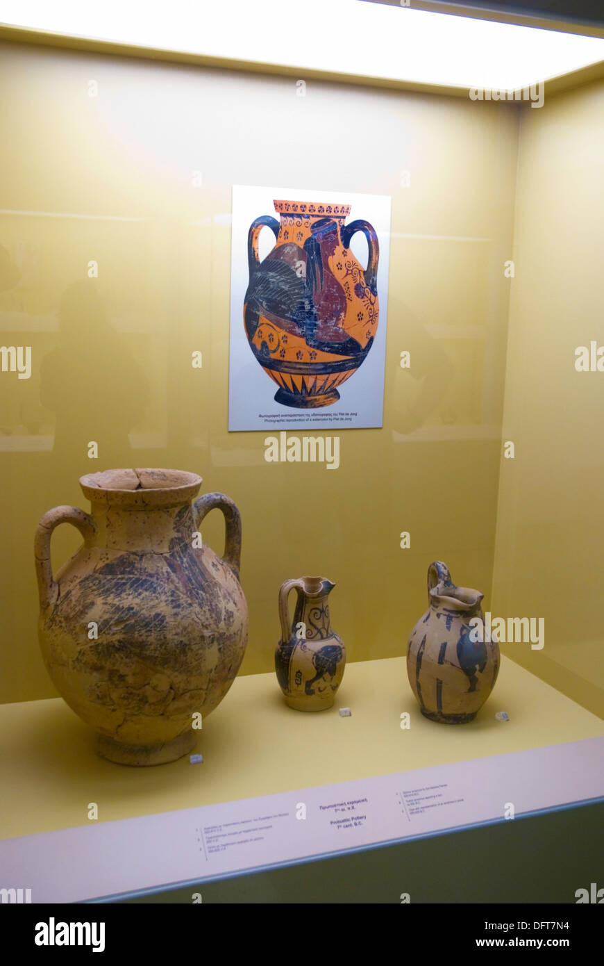 Proattic pottery from 7th century BC in Stoa of Attalos the museum of Ancient Angora in Athens Greece Europe Stock Photo