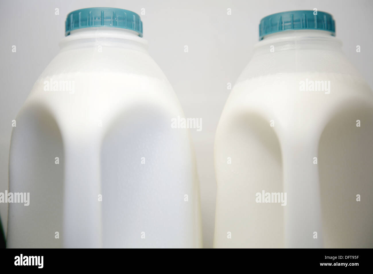 Two plastic bottles of milk Stock Photo Alamy