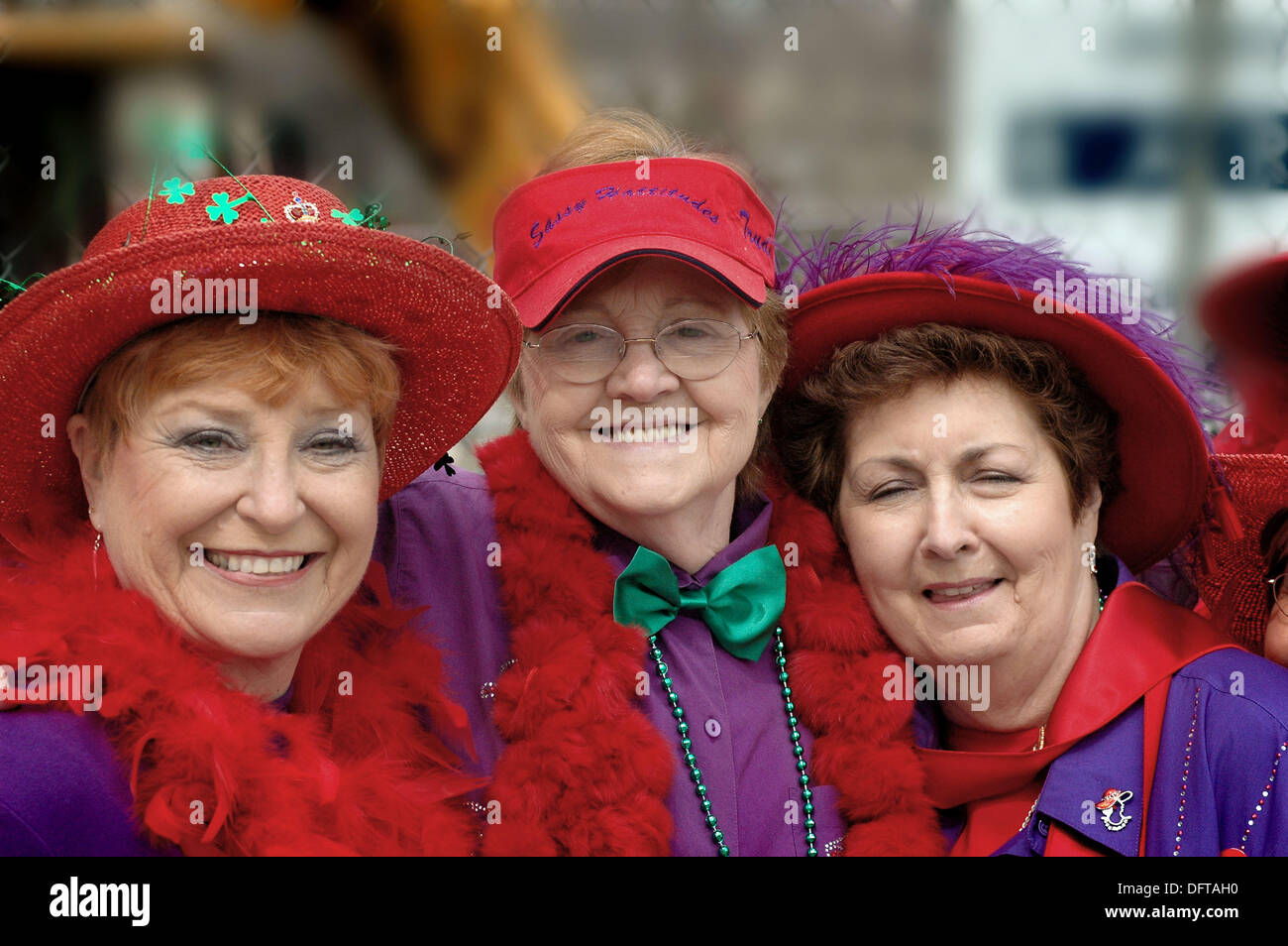 Women of the Red Hat Society celebrate St. Patricks´ Day in the USA