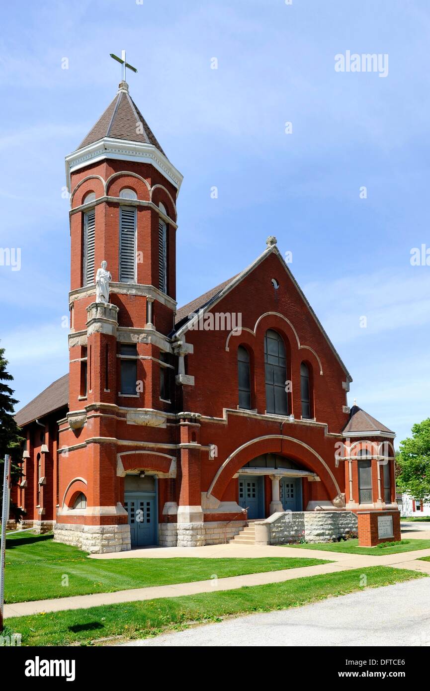 St Paul Catholic Church along Route 66 ODell Illinois Stock Photo Alamy
