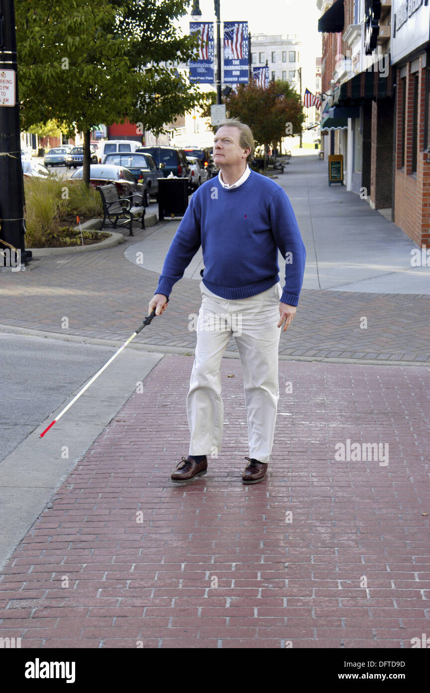 Blind Man Crossing Street Stock Photo Alamy