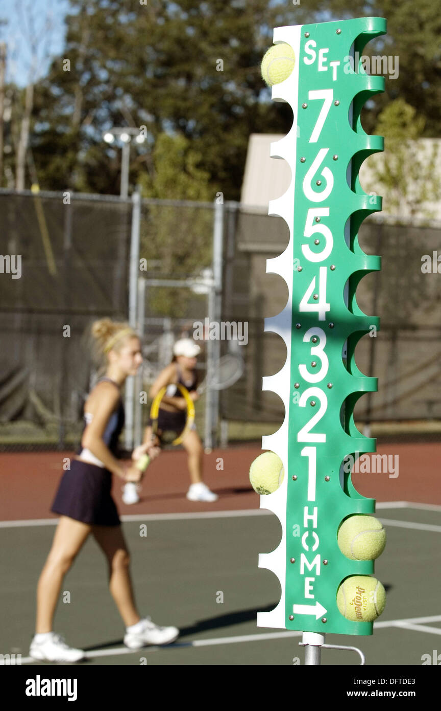Female high school tennis action keeping score of the match Stock Photo Alamy