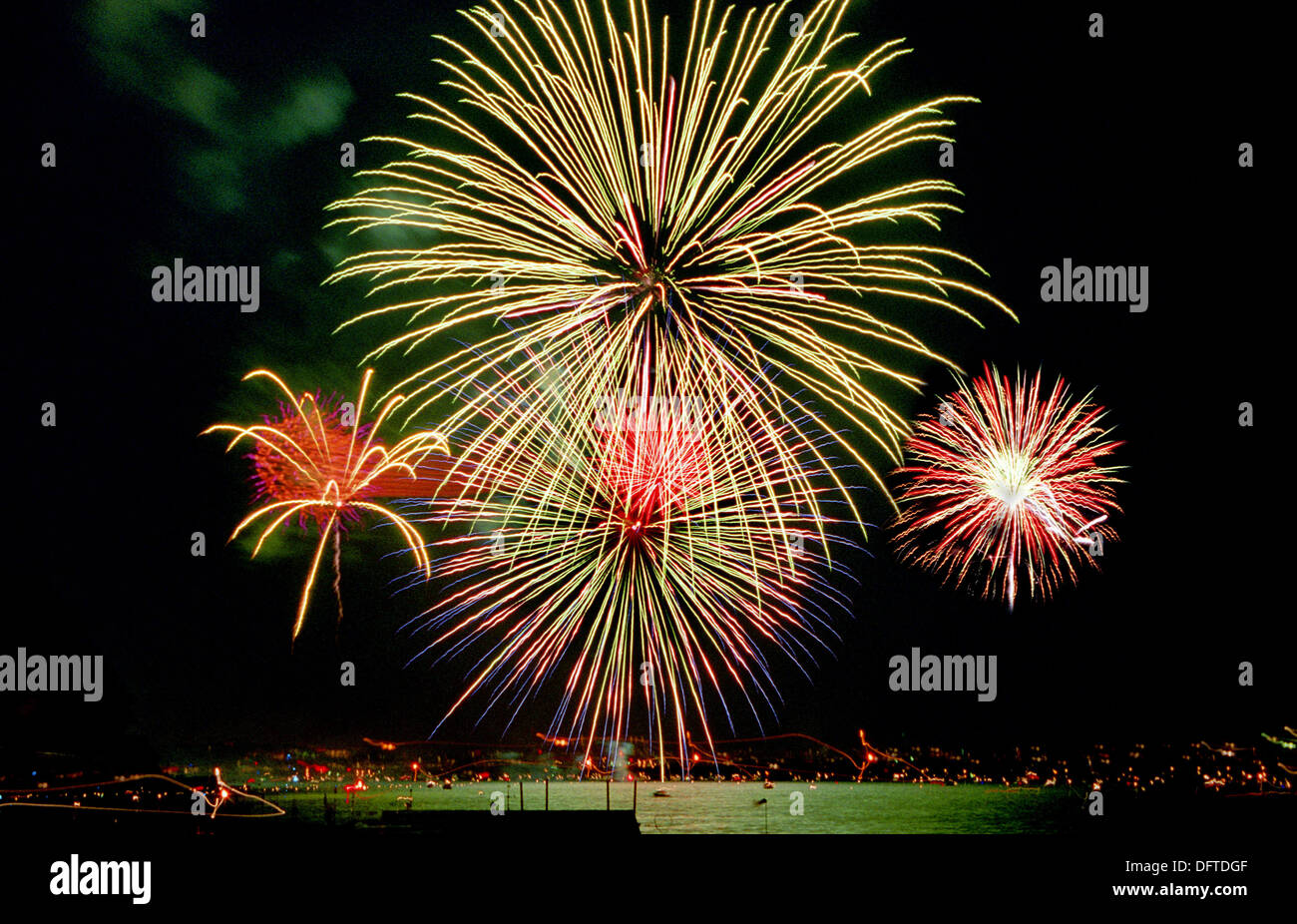Fireworks over water. St. Clair. Michigan. USA Stock Photo Alamy