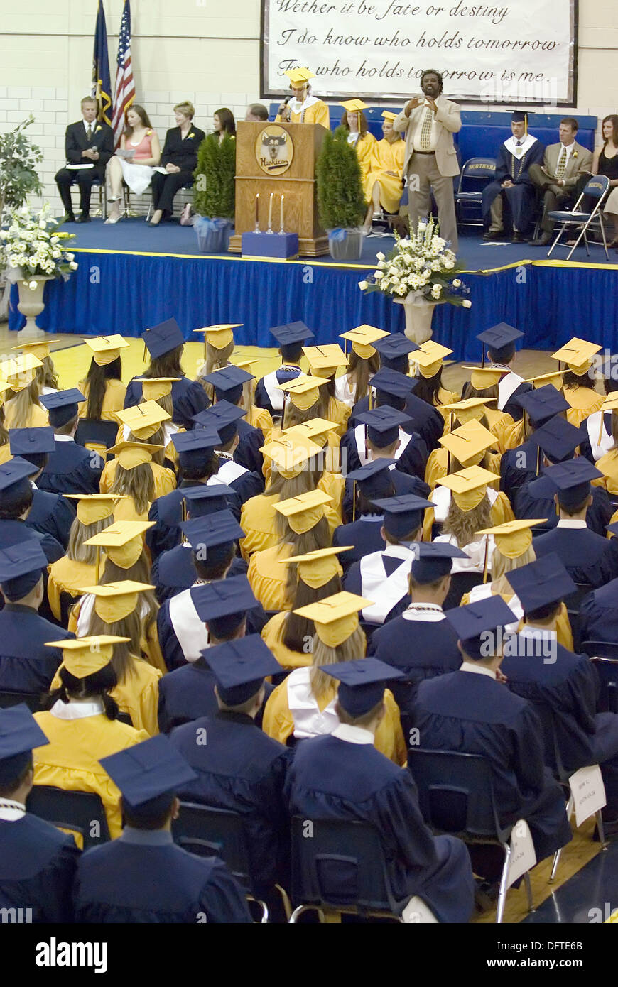 Cap and gown Commencment high school graduation ceremonies at Port