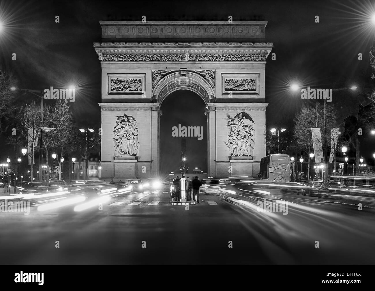 Arc de Triomphe at Night Stock Photo