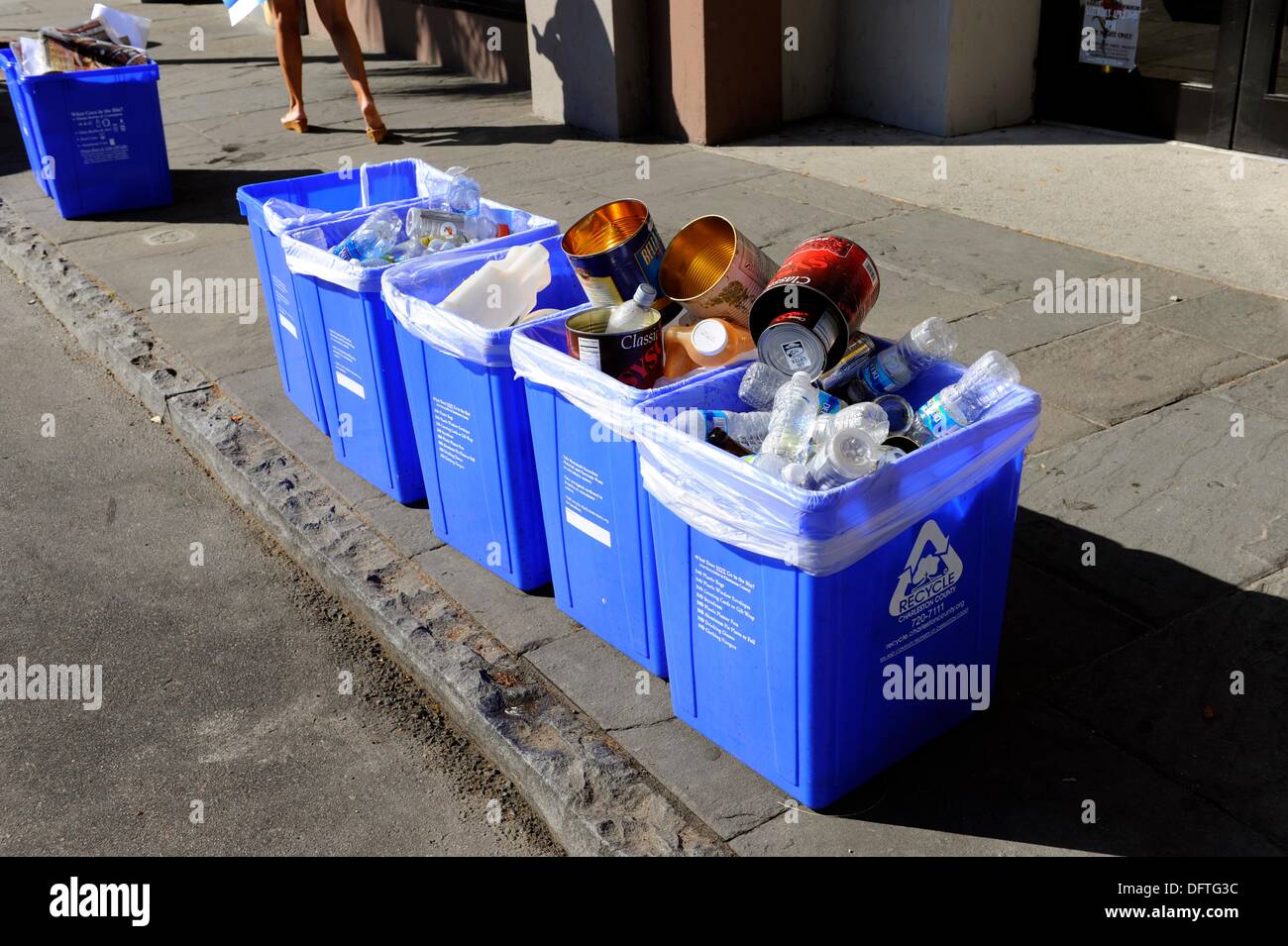 Recycle trash bin of separated trash on the street in historic