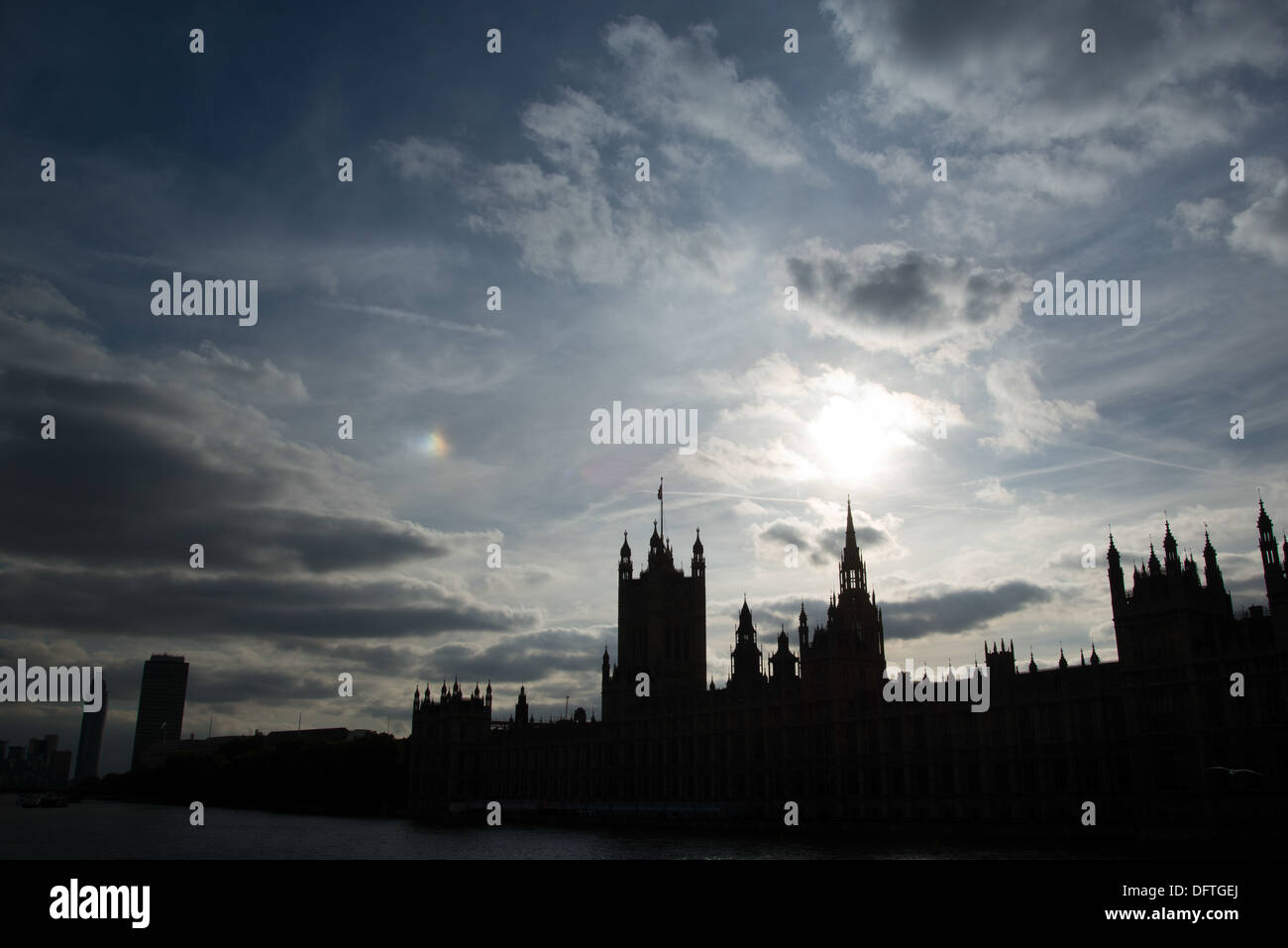 The silhouette of the House of Parliament, London UK Stock Photo