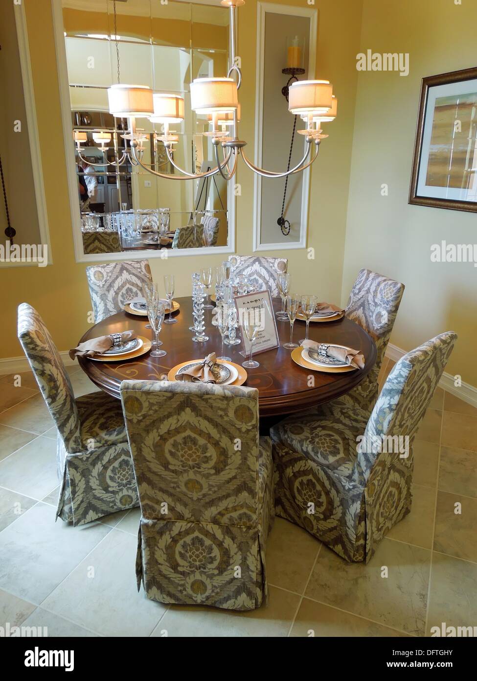 Dining room area in an expensive up scale luxurious home Stock Photo
