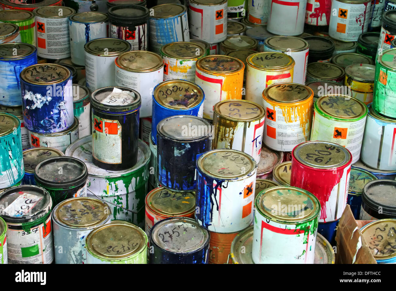 Screen printing paint cans Stock Photo Alamy