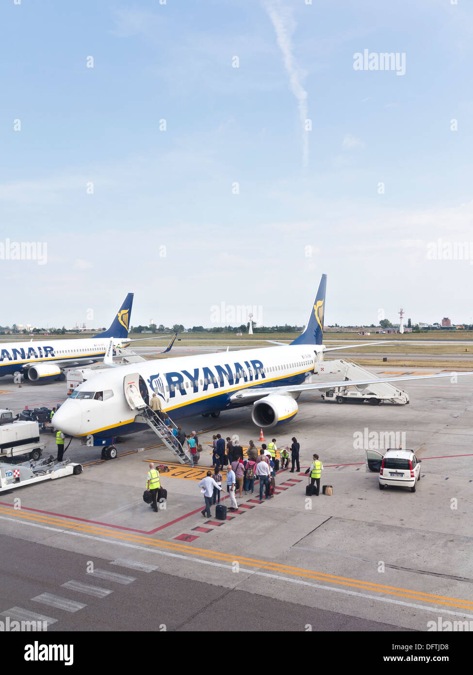 Passengers boarding a Ryanair flight, Bologna airport, Italy Stock Photo Alamy