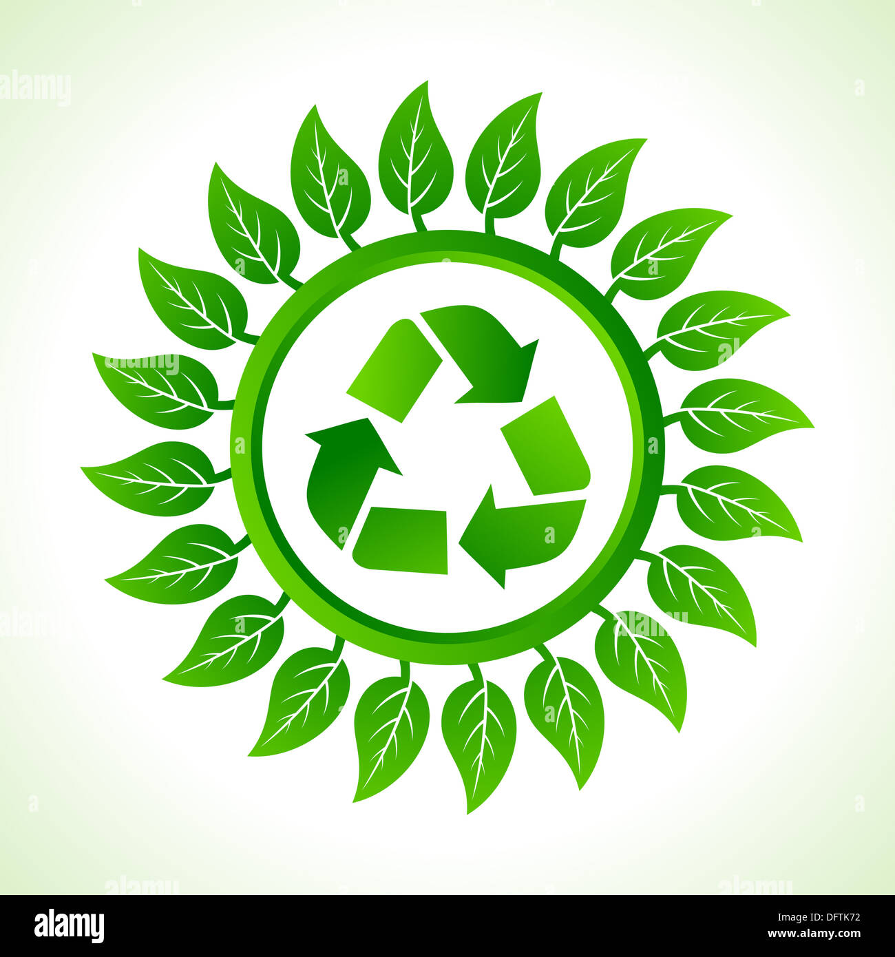 Recycle icon inside the leaf background stock vector Stock Photo - Alamy