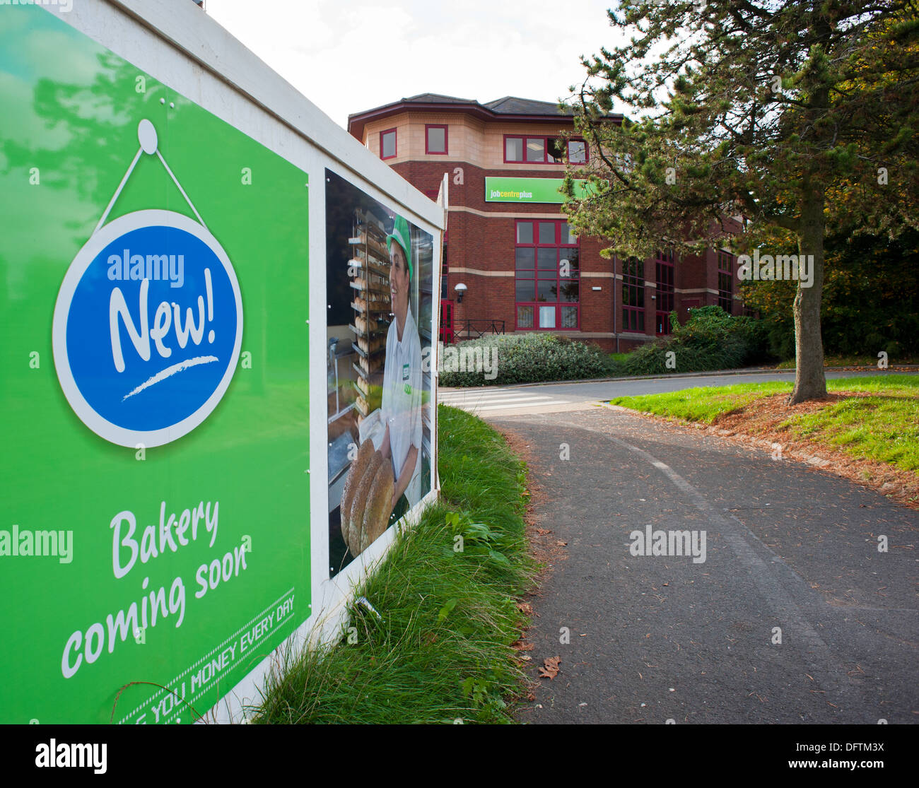 Advertising board for new jobs at ASDA and a Job Centre, Telford