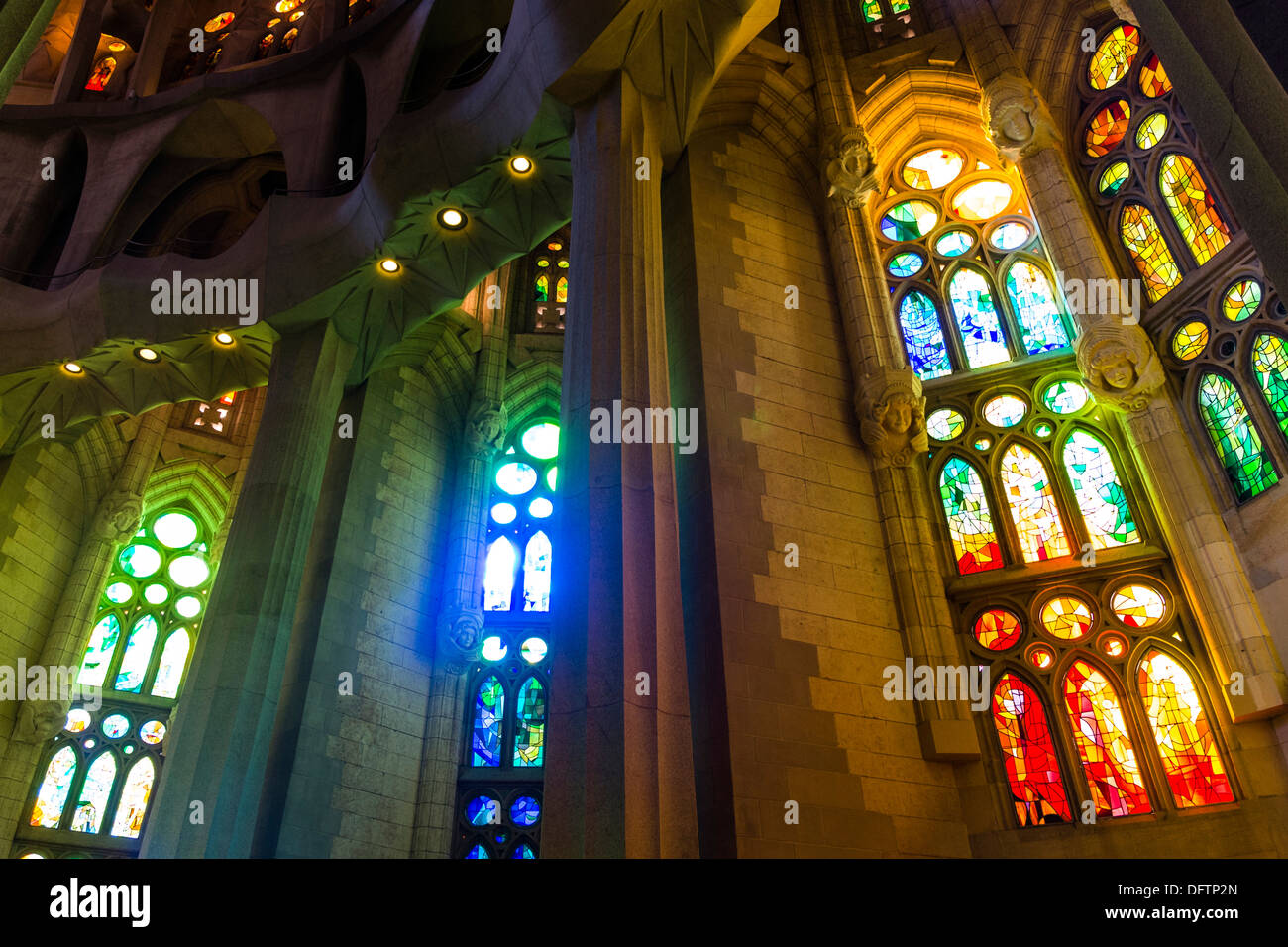 Interior of the Sagrada Família, or Basílica i Temple Expiatori de la ...