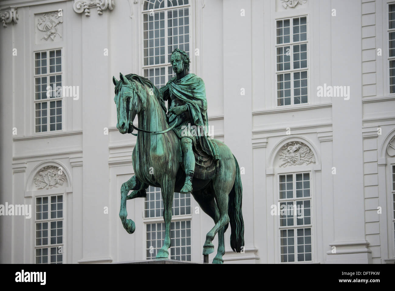 Equestrian statue in the courtyard of the Spanish Riding School, Vienna, Vienna State, Austria Stock Photo