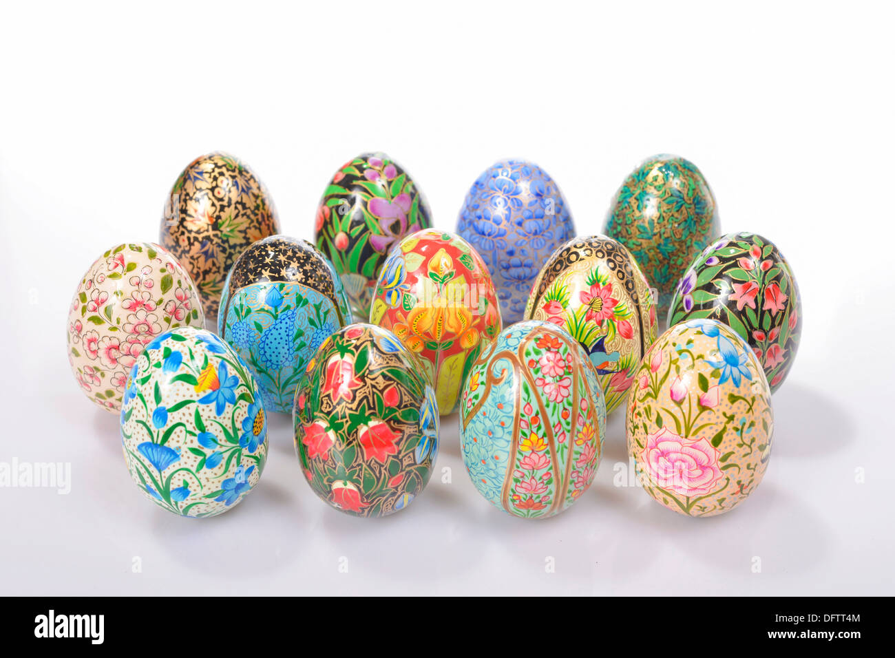 Artistically painted Easter eggs Stock Photo