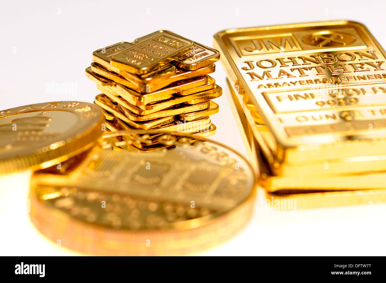 Gold bullion (plated replicas Stock Photo Alamy