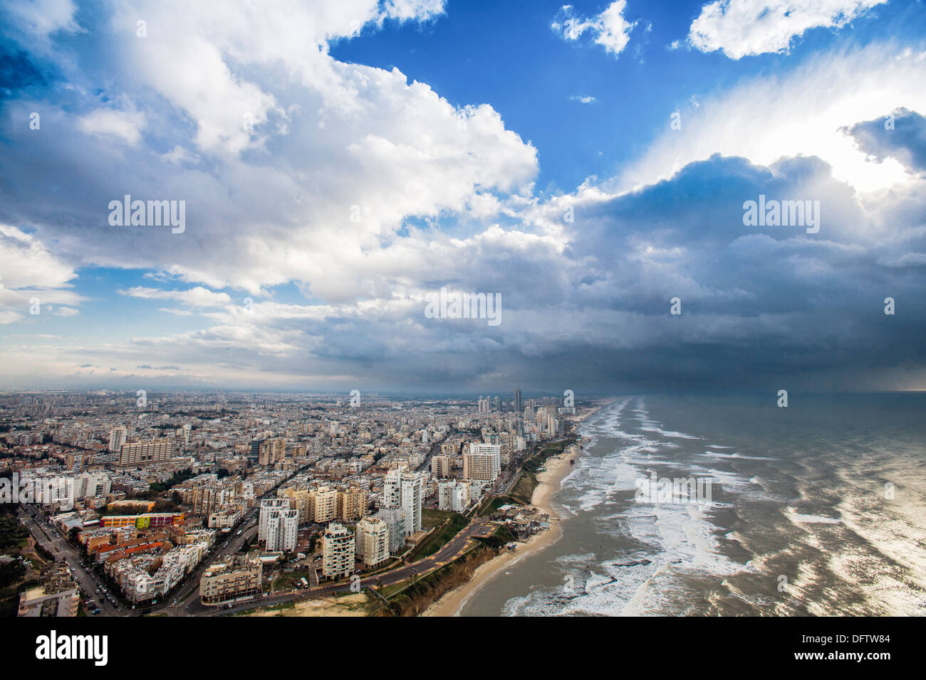 Aerial View of Bat Yam, Israel. Bat Yam is a city in the Central Coastal Plains (Gush Dan 