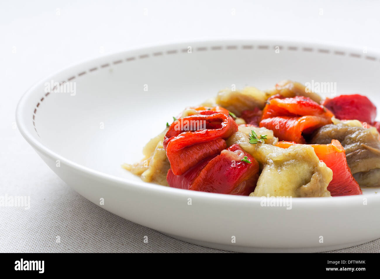 Traditional catalan pepper eggplant and onion escalivada Stock Photo