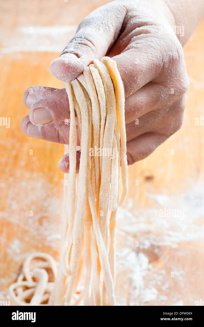 Making homemade tagliatelle pasta Stock Photo Alamy
