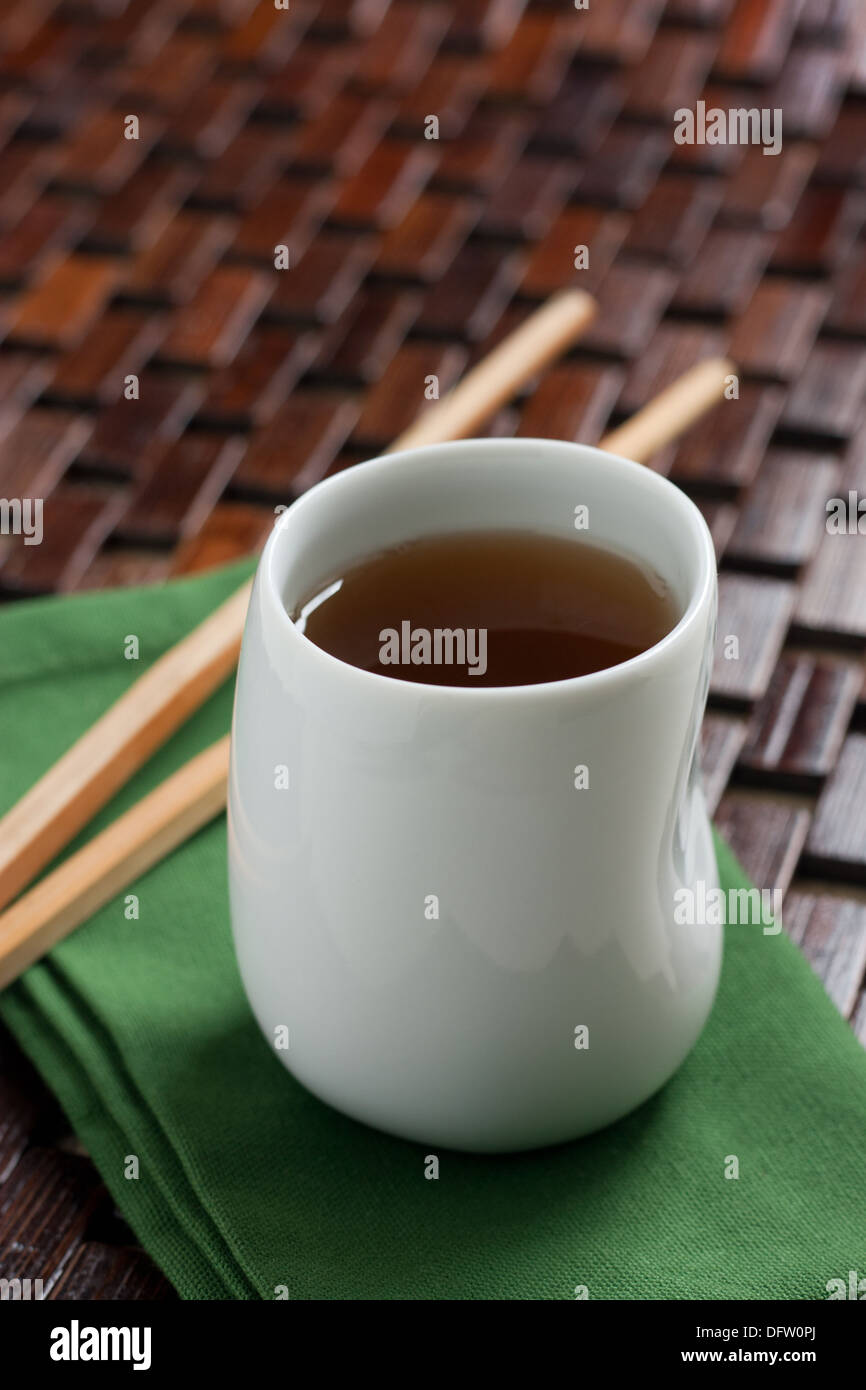 Green tea on white cup Stock Photo