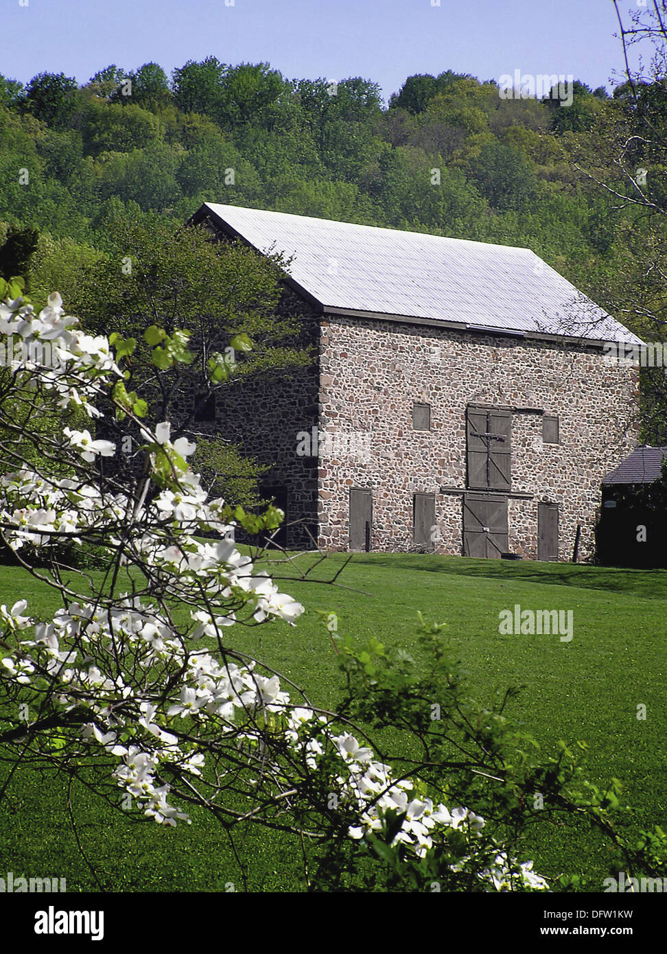 A Old Stone Barn In The Springtime In Bucks County Pennsylvania