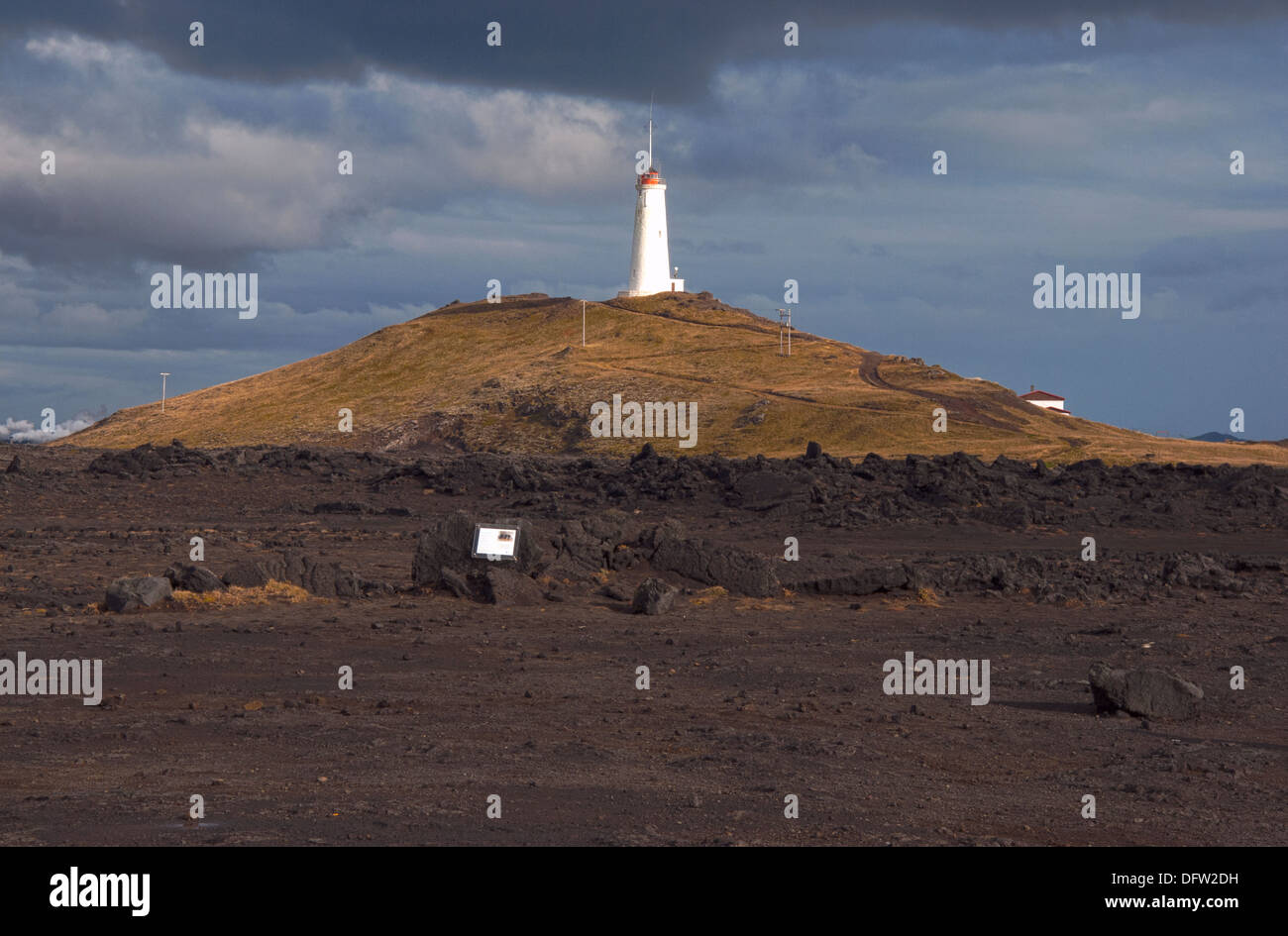 Reykjanes peninsula where the Mid-Atlantic Ridge rises above sea level to form Iceland. Stock Photo