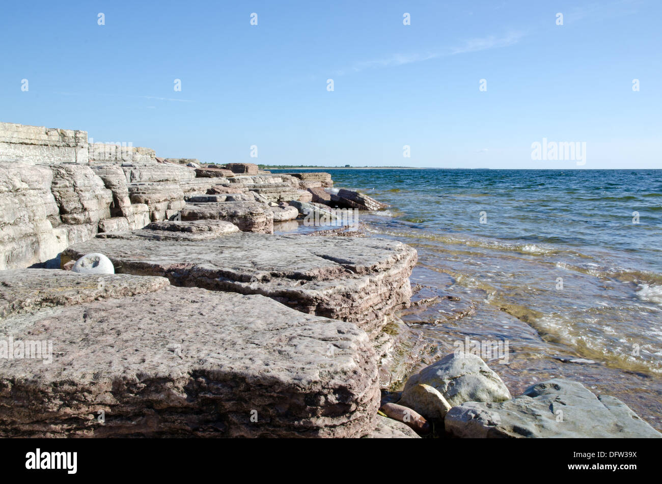 Flat rock coastline Stock Photo
