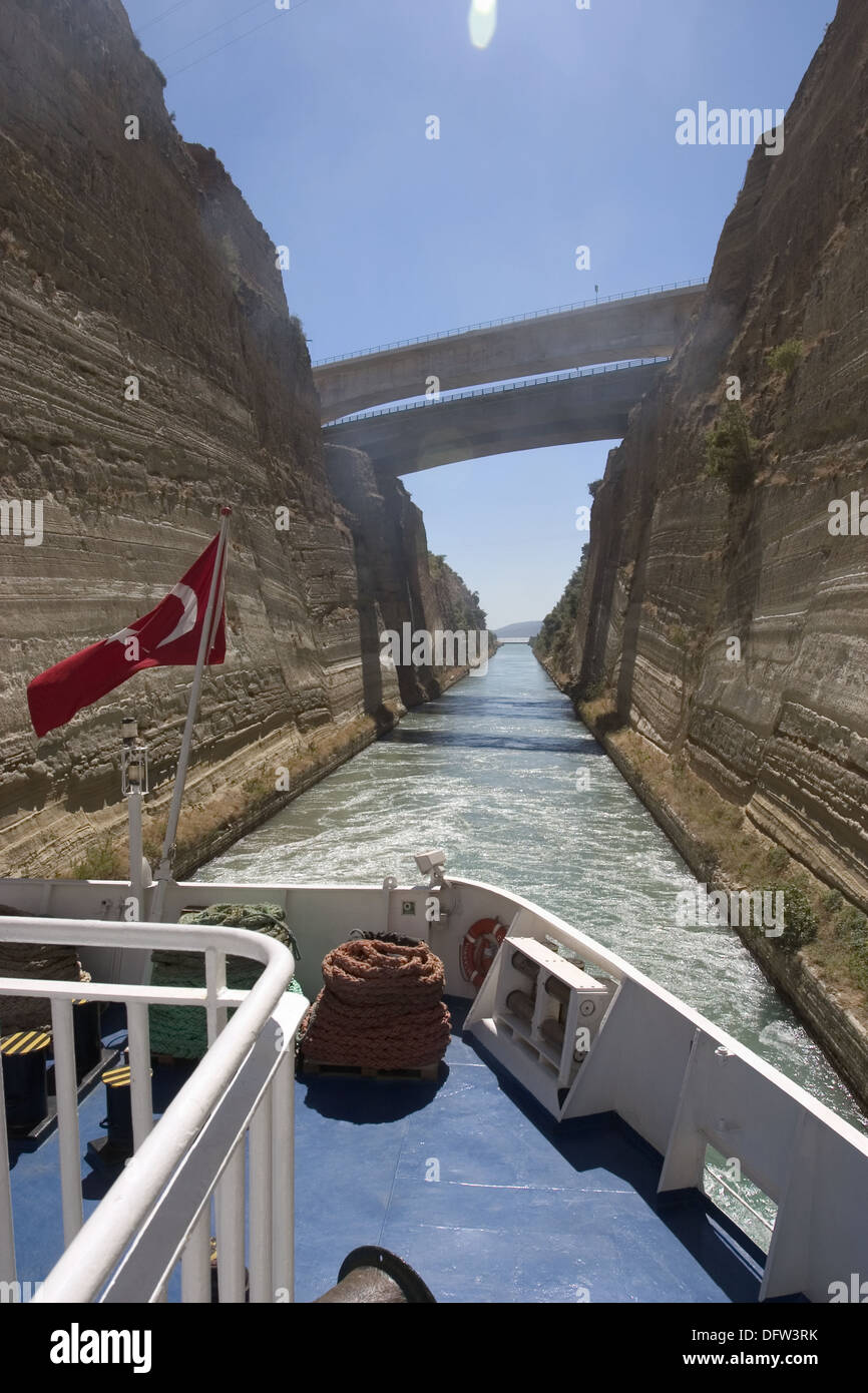 Turkish ship in Corinth canal. Greece Stock Photo Alamy