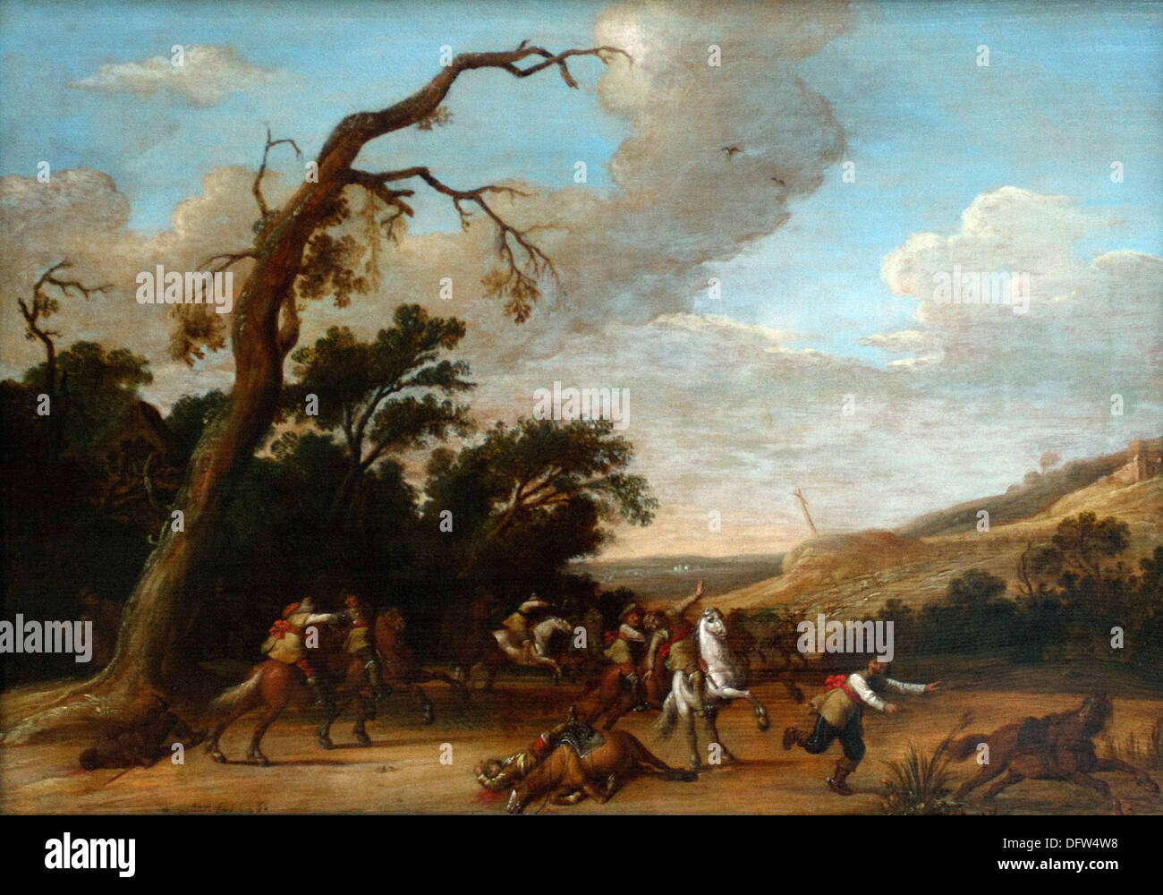 Pieter Symonsz POTTER - Cavalry attack - 1626 - Museum of Fine Arts - Budapest, Hungary. Stock Photo