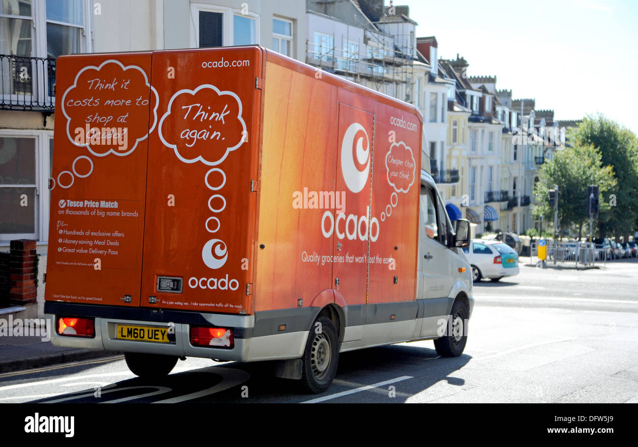 Ocado home delivery internet shopping van UK Stock Photo