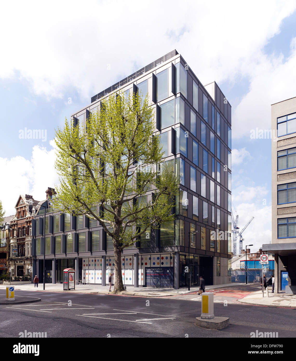 One Valentine Place, London, United Kingdom. Architect: Stiff + Trevillion Architects, 2013. Street view. Stock Photo