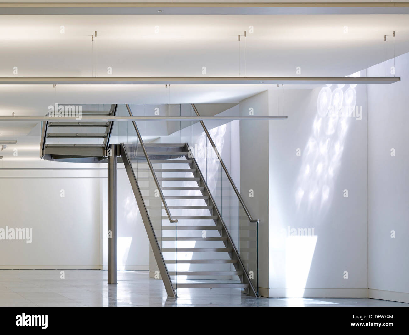 One Valentine Place, London, United Kingdom. Architect: Stiff + Trevillion Architects, 2013. Unfurnished office area with stairw Stock Photo