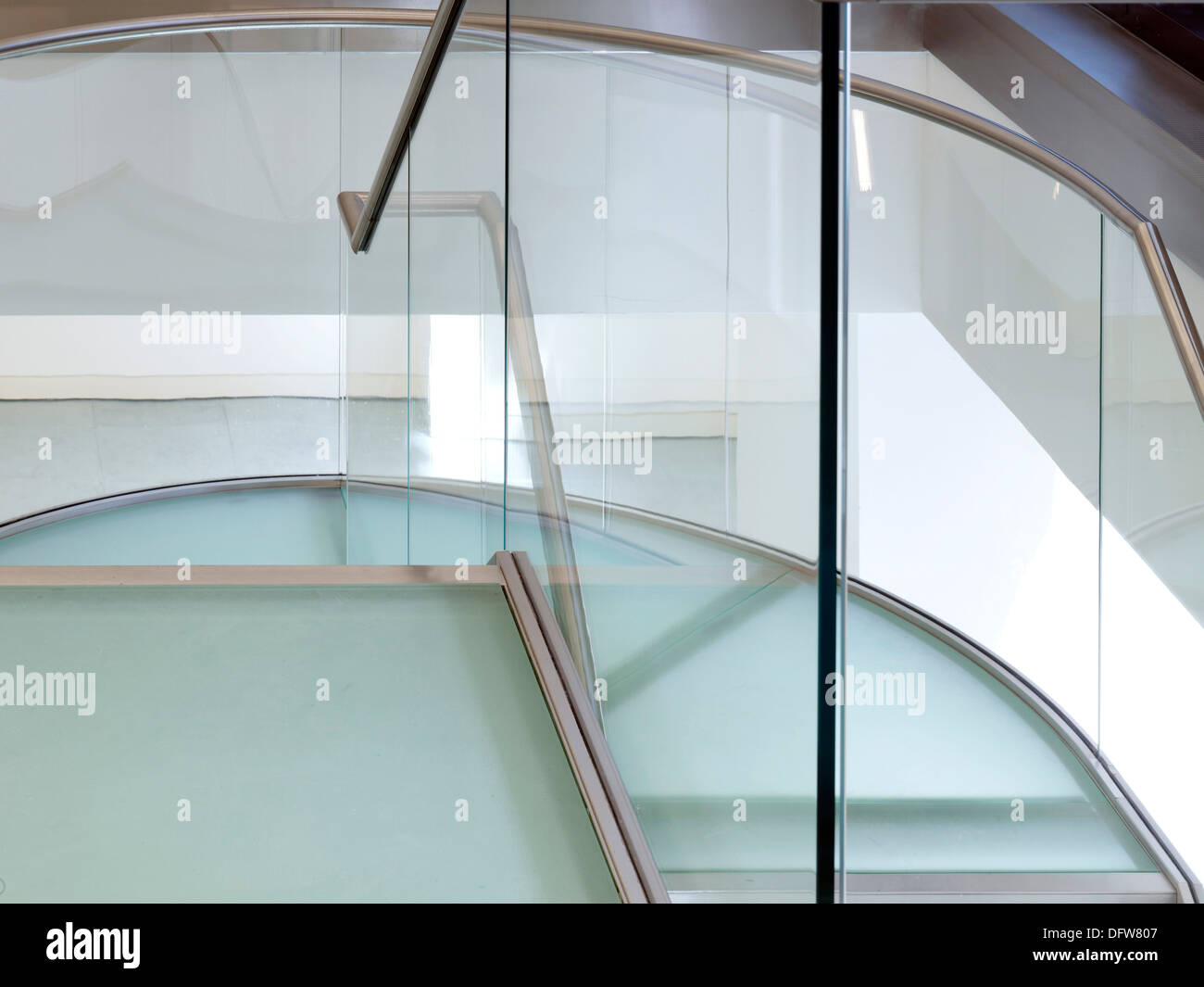 One Valentine Place, London, United Kingdom. Architect: Stiff + Trevillion Architects, 2013. Glazed stairway detail. Stock Photo