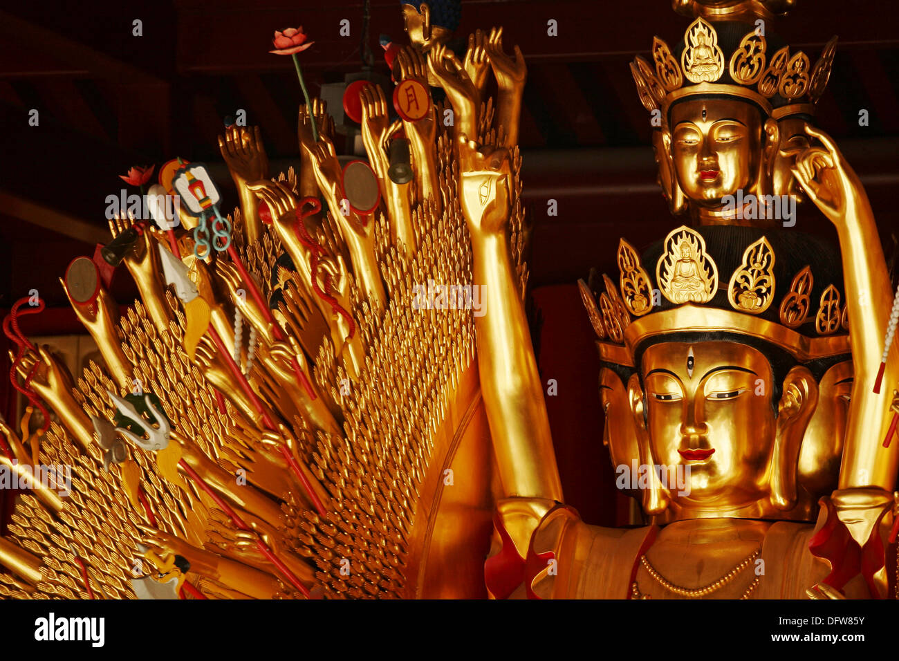 Avalokitesvara Buddha Guan-Yin, with a thousand hands and eyes, International Buddhist Temple, Richmond, Canada Stock Photo