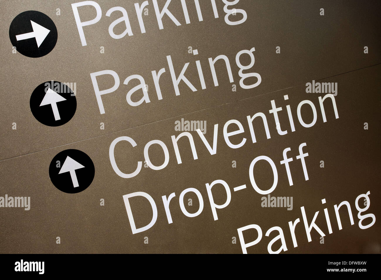 Sign reading, ´Parking´ and ´Convention DropOff´ Stock Photo Alamy