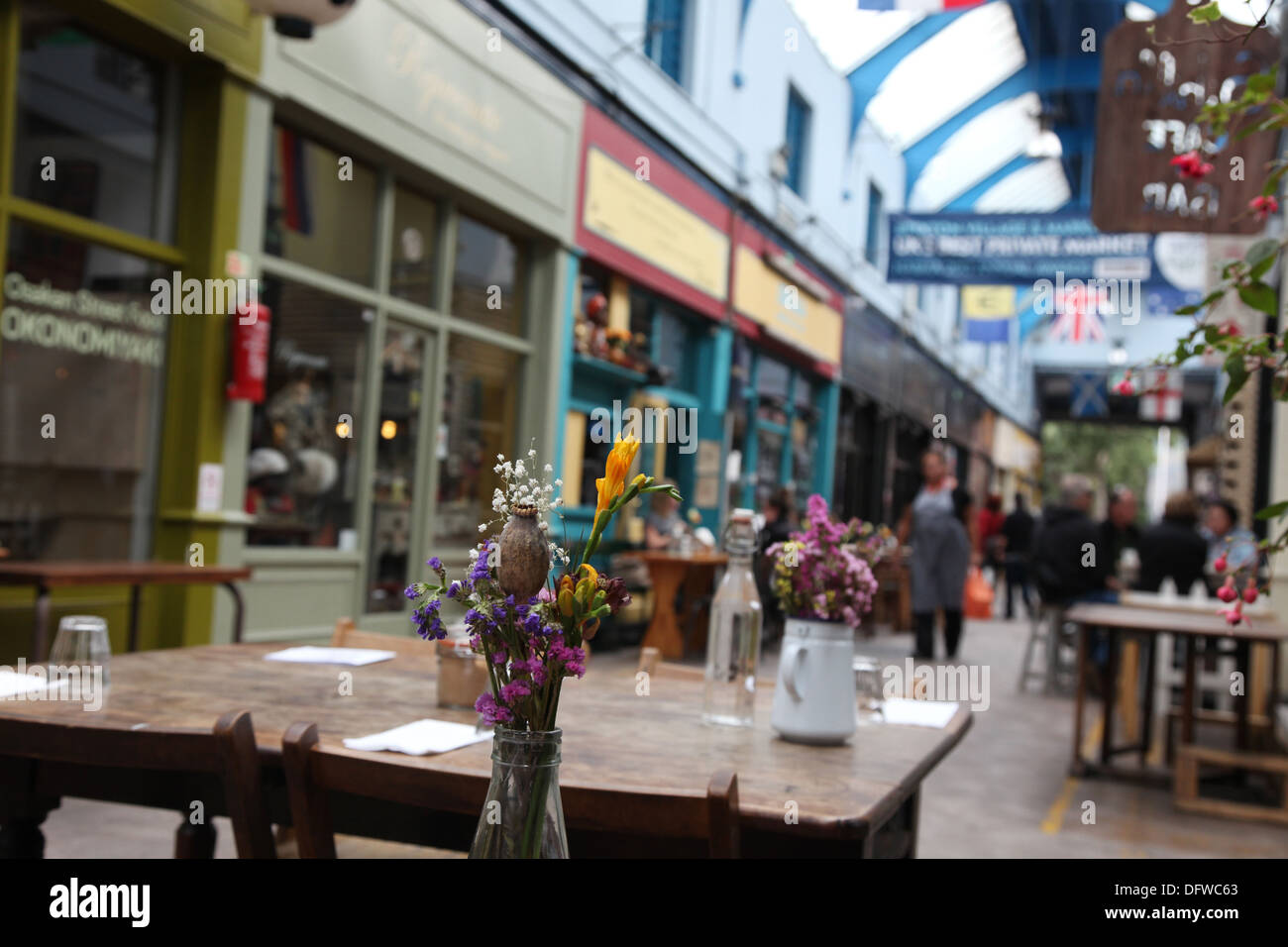 Brixton Vlllage Market, an inddor market which has been recently gentrified. Stock Photo