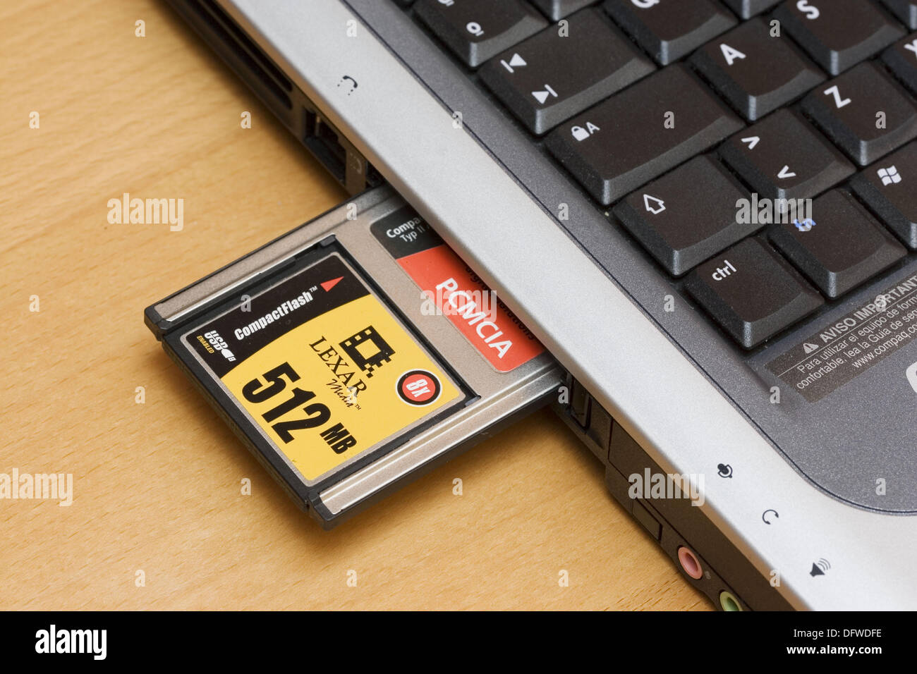 Laptop computer and CompactFlash Memory card and PCMCIA card Stock