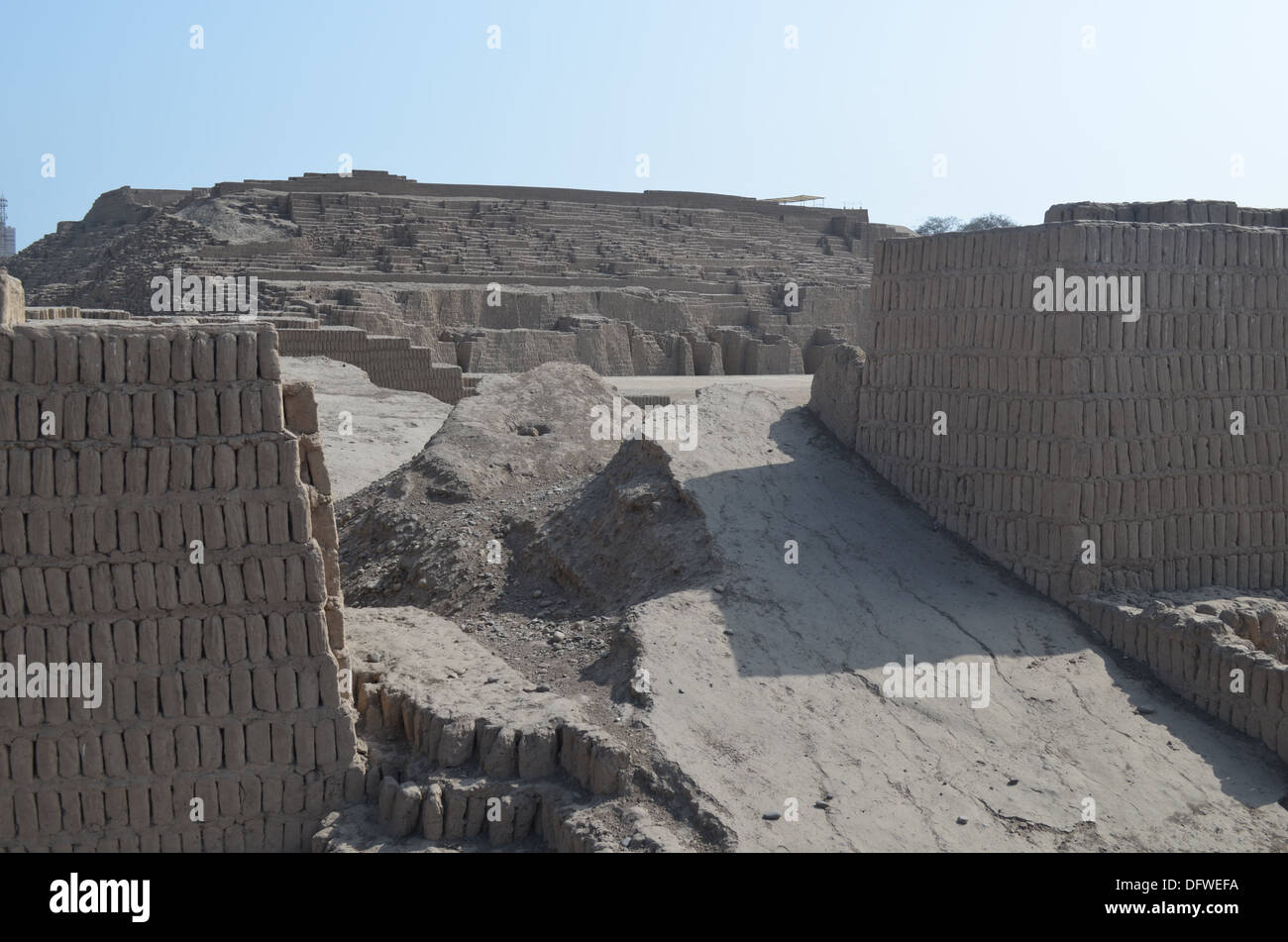 The Pre-Inca site of Huaca Pucllana, in Miraflores, Lima Stock Photo