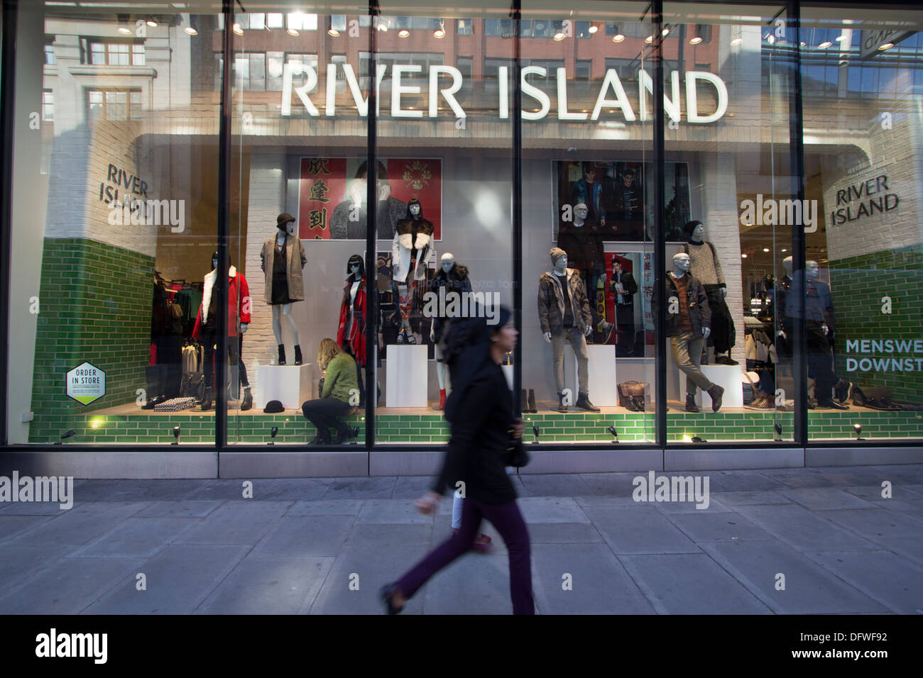 River Island fashion retail store on Oxford Street, London, UK, showcasing contemporary clothing and accessories in one of the city’s premier shopping districts Stock Photo