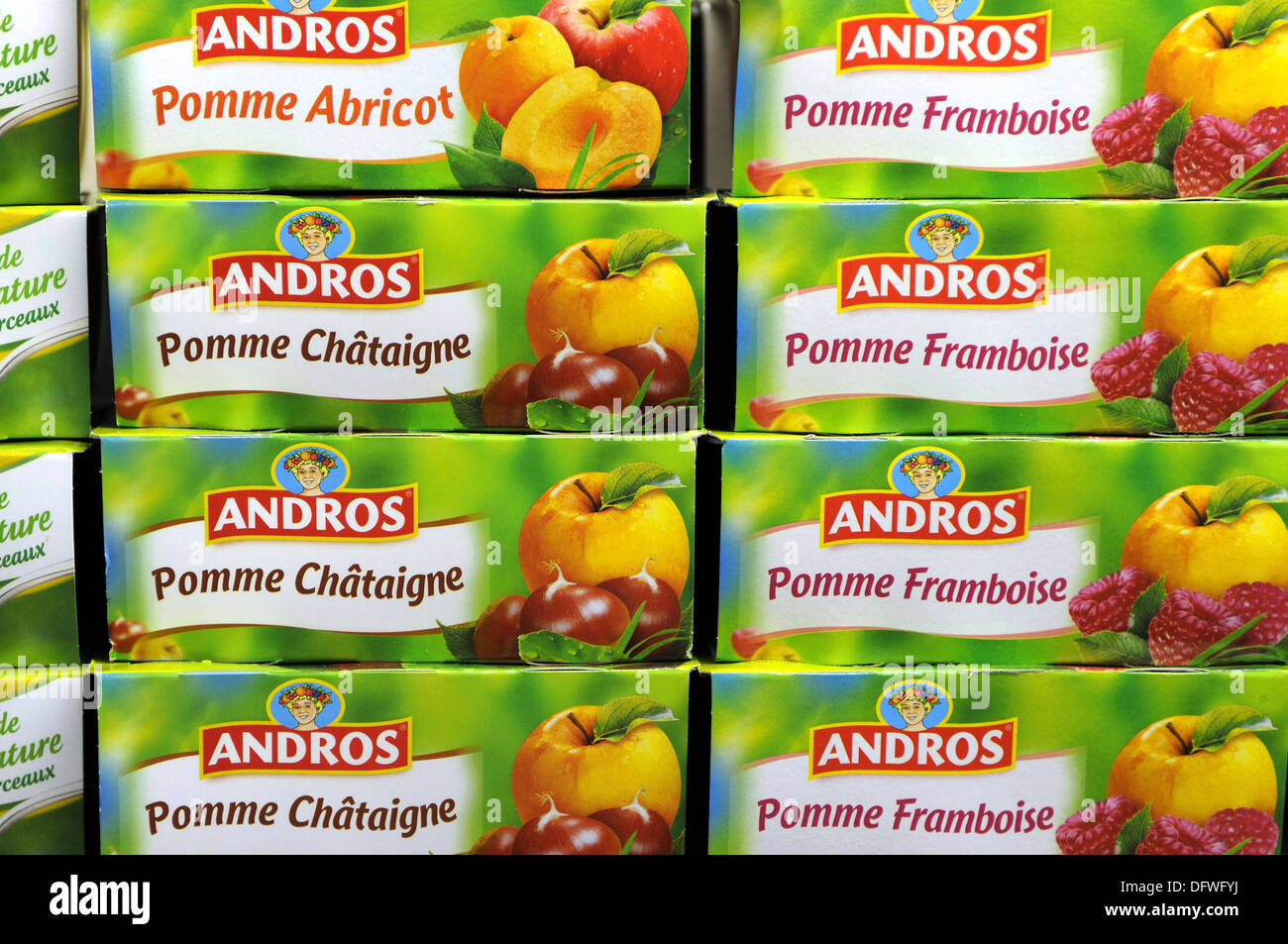 Compotes in a supermarket, France Stock Photo Alamy