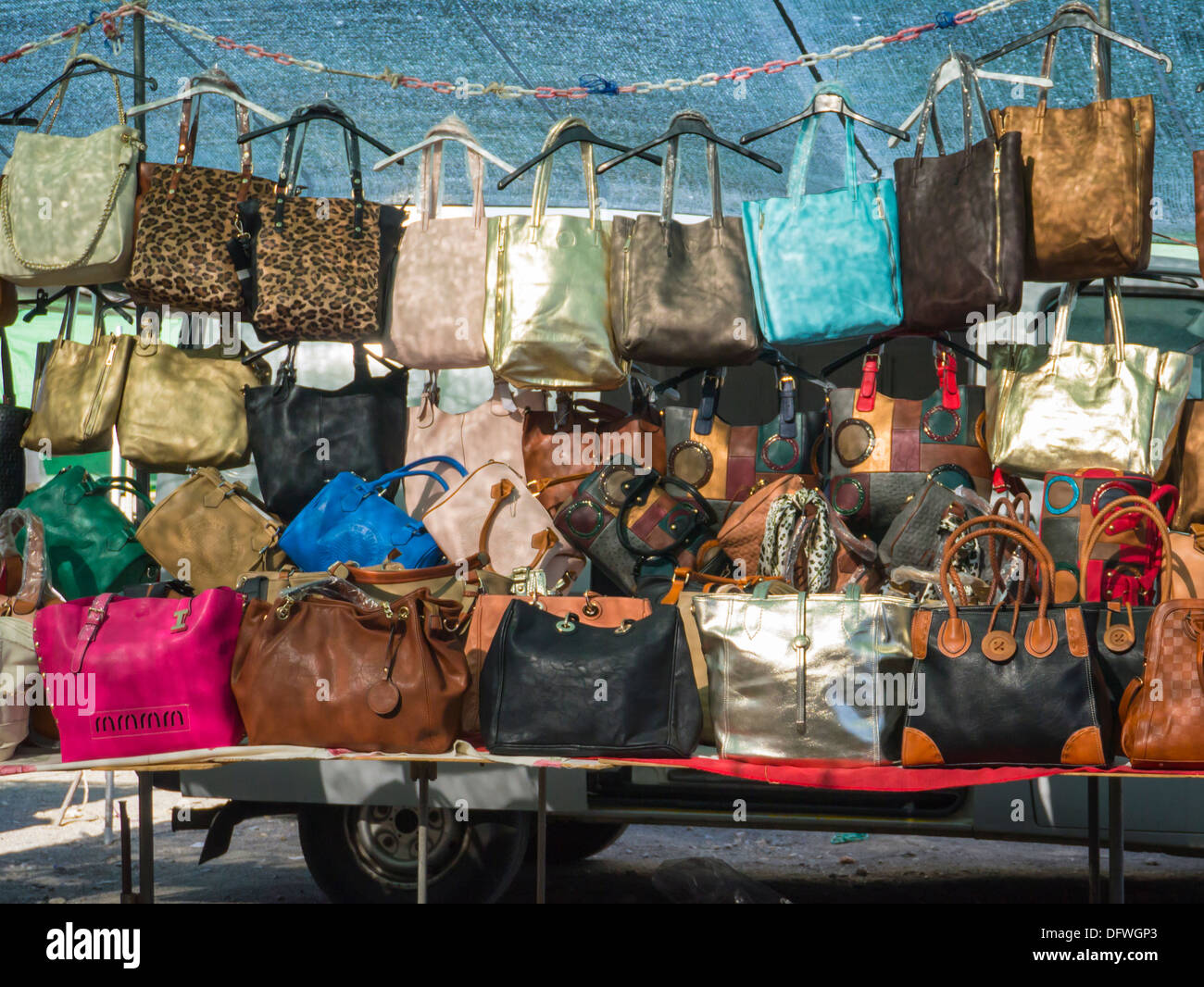 Portugal Algarve Loule Gypsy Market handbag shopping bag bags stall