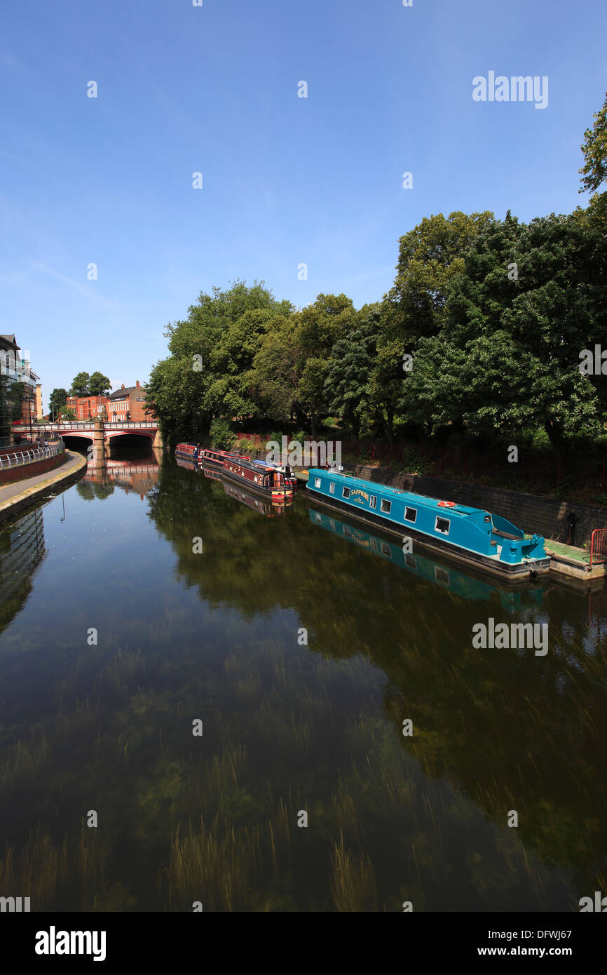 Narrowboat moorings, Grand Union Canal, Leicester City, Leicestershire, England; Britain; UK