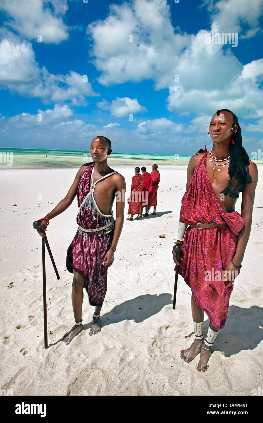 Masai people Paje beach Zanzibar Island Tanzania Stock Photo 61415700