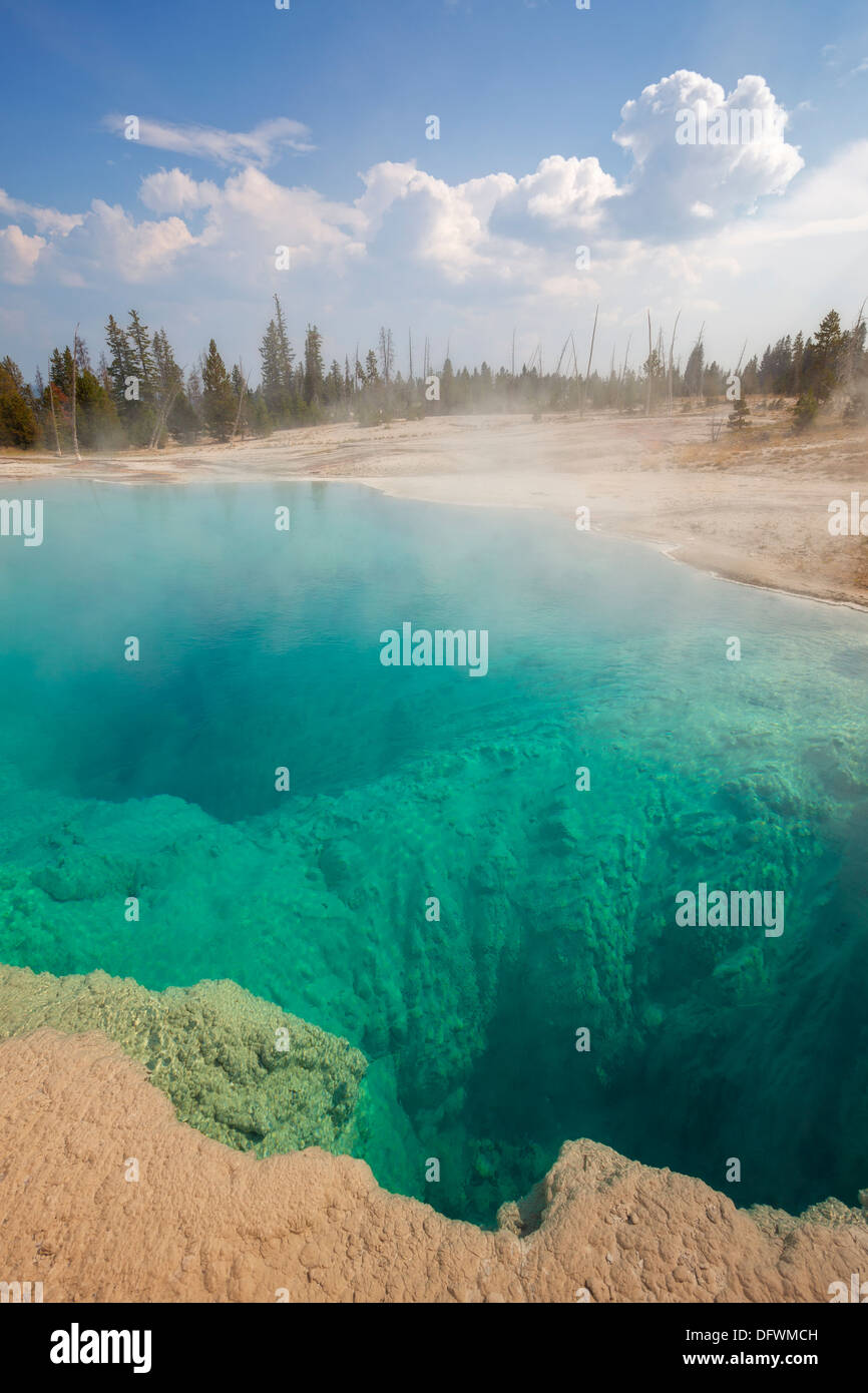 Black Pool in West Thumb Geyser Basin, Yellowstone National Park, Wyoming Stock Photo