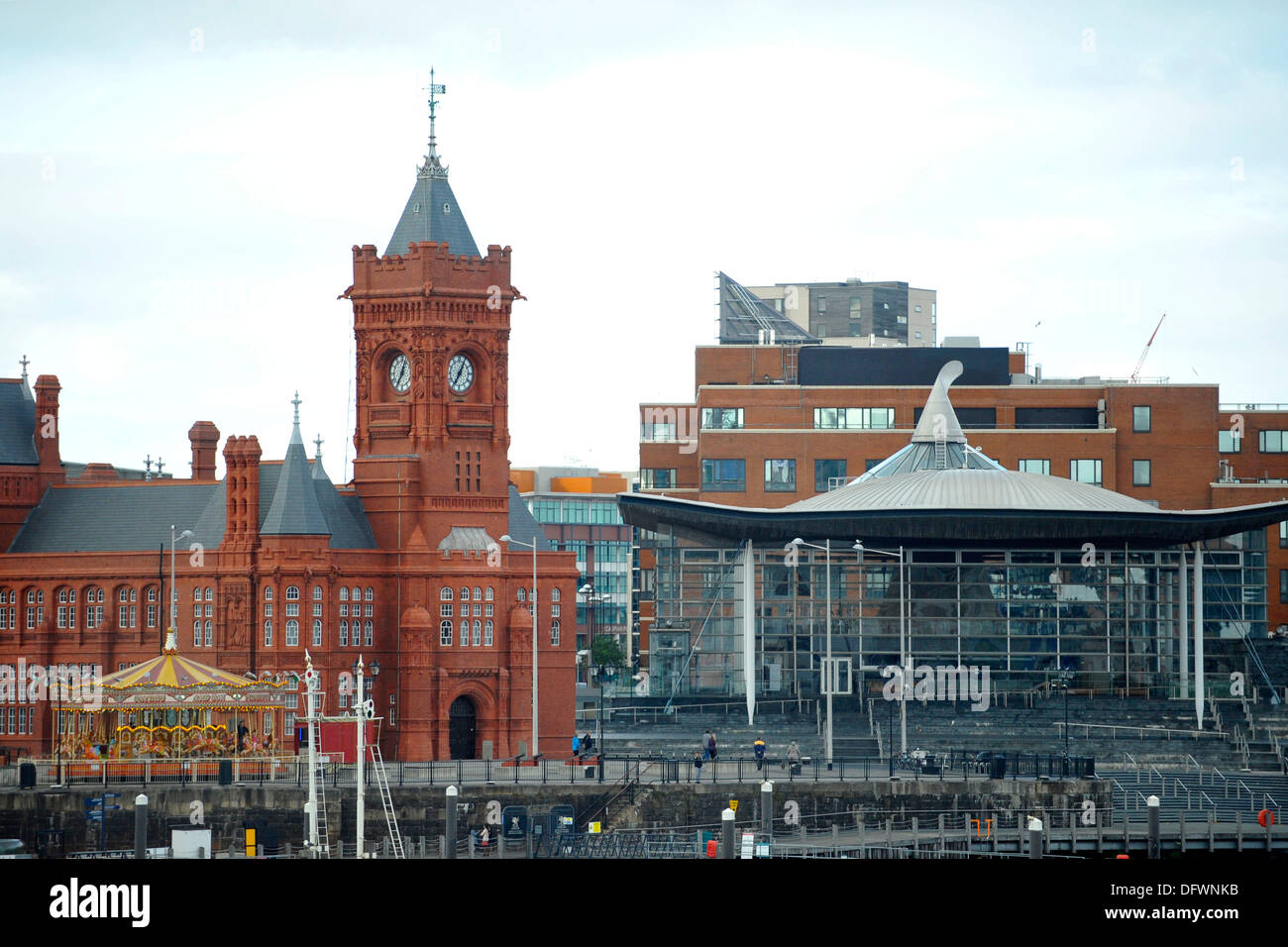 The Senedd and the Pierhead Building at Cardiff Bay. Stock Photo