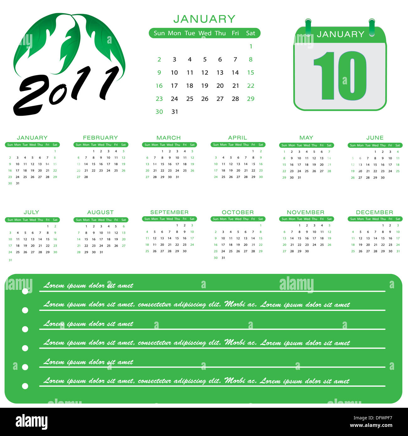 Vector calendar 2011 Stock Photo - Alamy