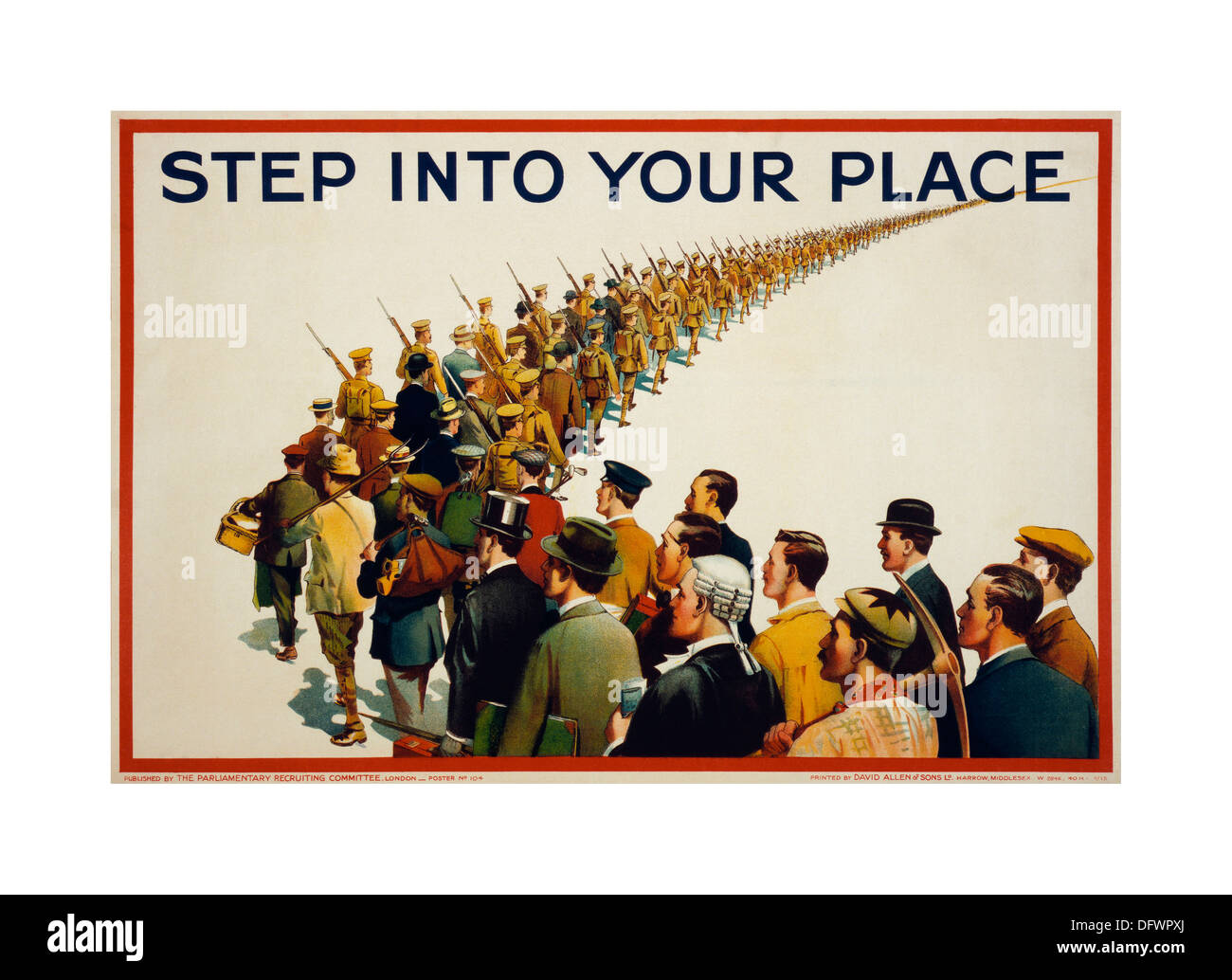 Vintage historic WW1 Recruitment propaganda poster in 1914 UK 'Step