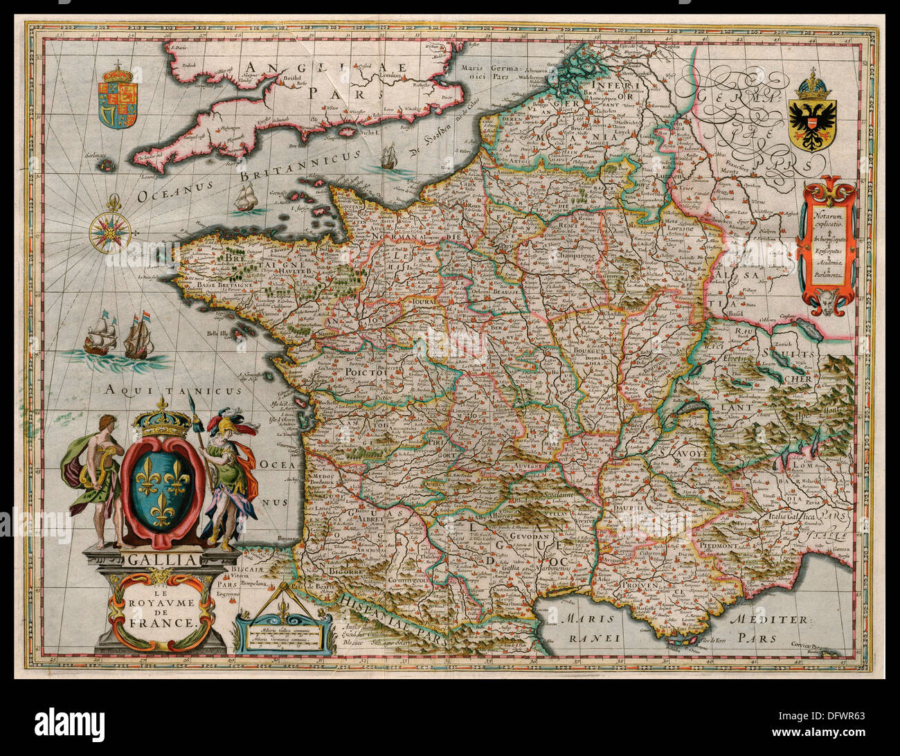 Historic map of France 1649 Willem and Johannes Blaeu 