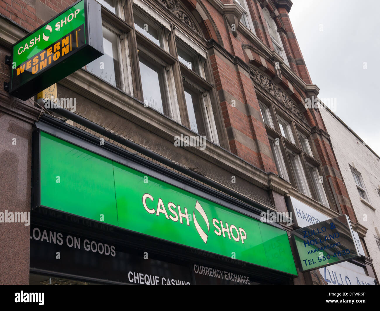 The Cash Shop payday loan, and cheque cashing shop in Nottingham, United Kingdom, UK. Stock Photo